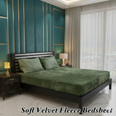 Soft Velvet Fleece Bedsheet-Light Green